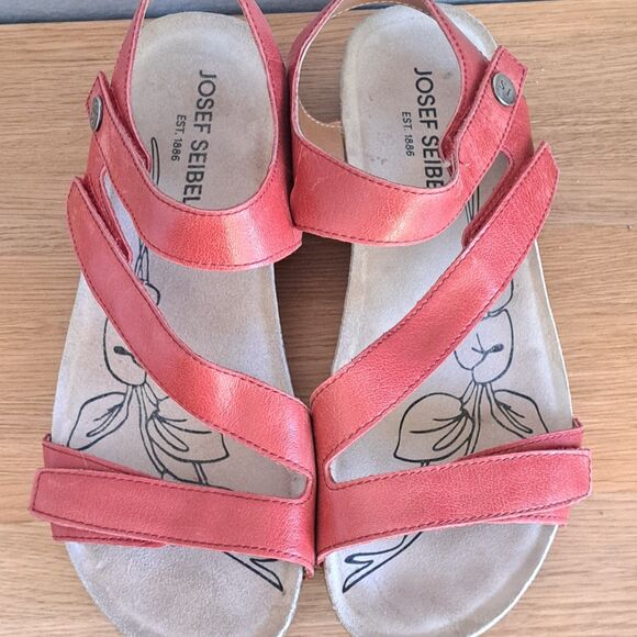 Josef Seibel Tonga 25 Strappy Walking Comfort Sandals Cork Red EU 41 US 10 - Picture 4 of 12